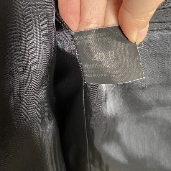 Haggar Collections Sport Coat Men's 40R Poly Wool Navy Mini Check Blazer Jacket - Picture 7 of 15